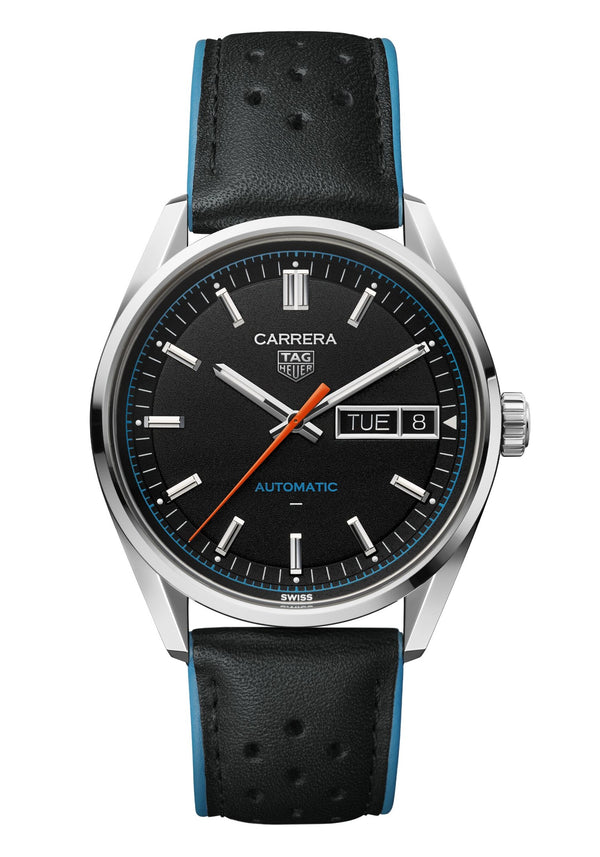Tag Heuer Carrera Day-Date Automatic, Black Dial, Leather Strap 41mm Watch WDA2110.FC6614