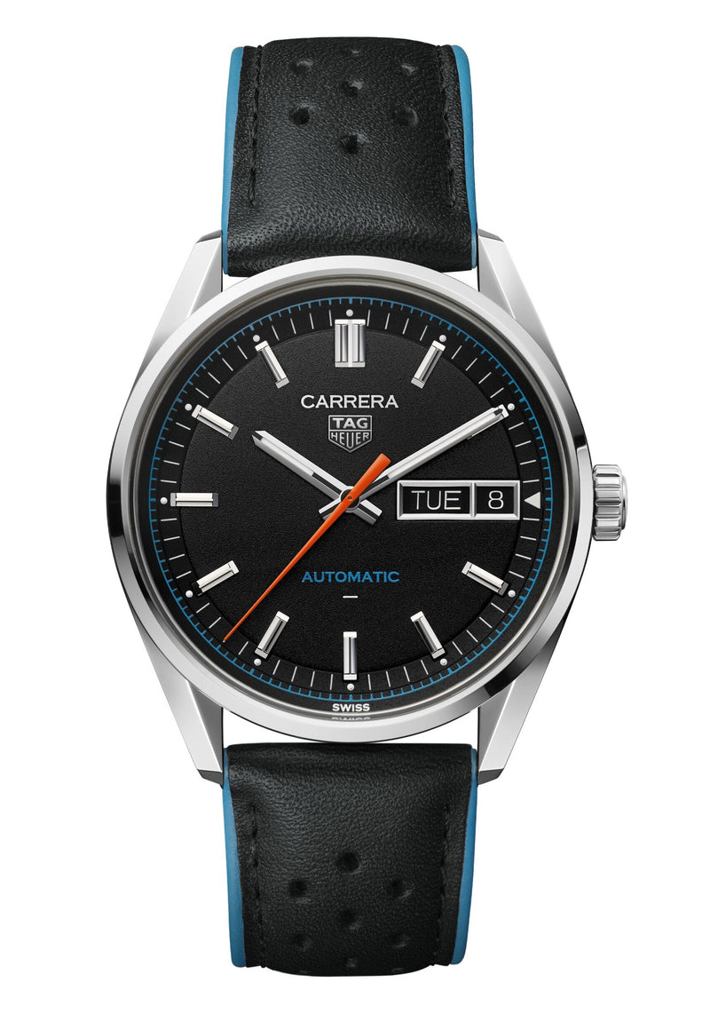 Tag Heuer Carrera Day-Date Automatic, Black Dial, Leather Strap 41mm Watch WDA2110.FC6614