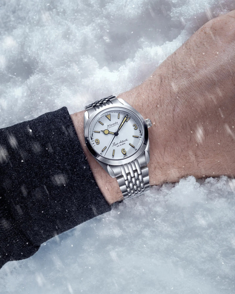 Nivada Grenchen Super Antarctic White 3.6.9, Beige Luminova, Beads of Rice 38mm Watch