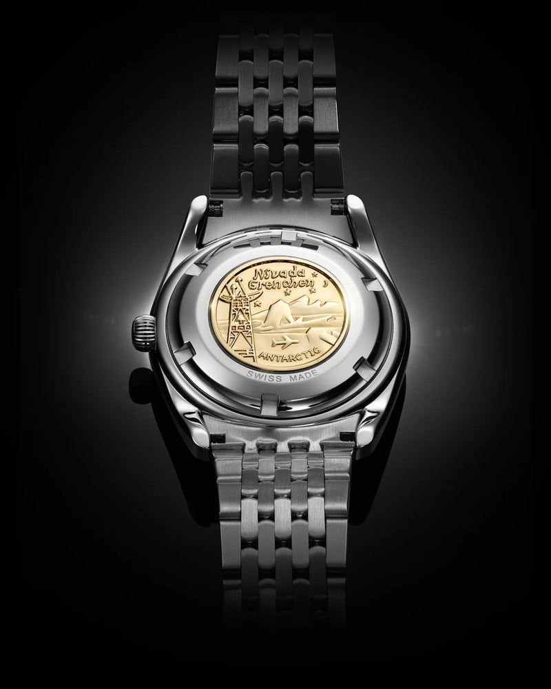 Nivada Grenchen Super Antarctic White 3.6.9, Beige Luminova, Beads of Rice 38mm Watch