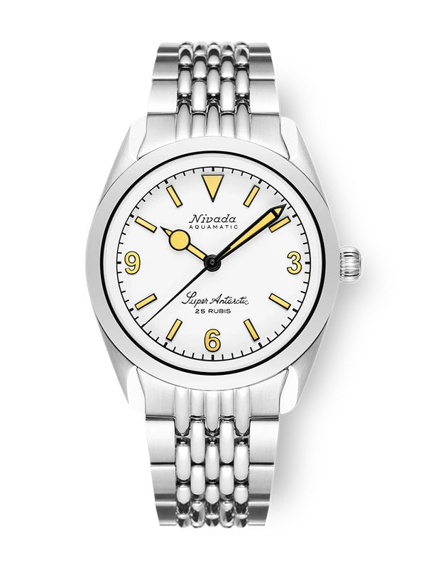 Nivada Grenchen Super Antarctic White 3.6.9, Beige Luminova, Beads of Rice 38mm Watch