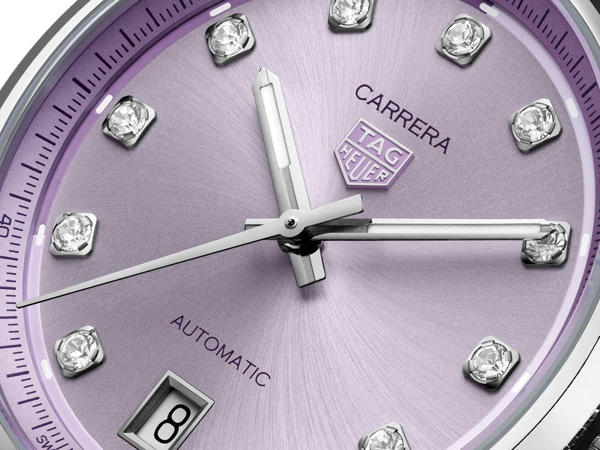 Tag Heuer Carrera Date Automatic Lilac Diamond Dial 36mm Watch WBN2319.BA0001