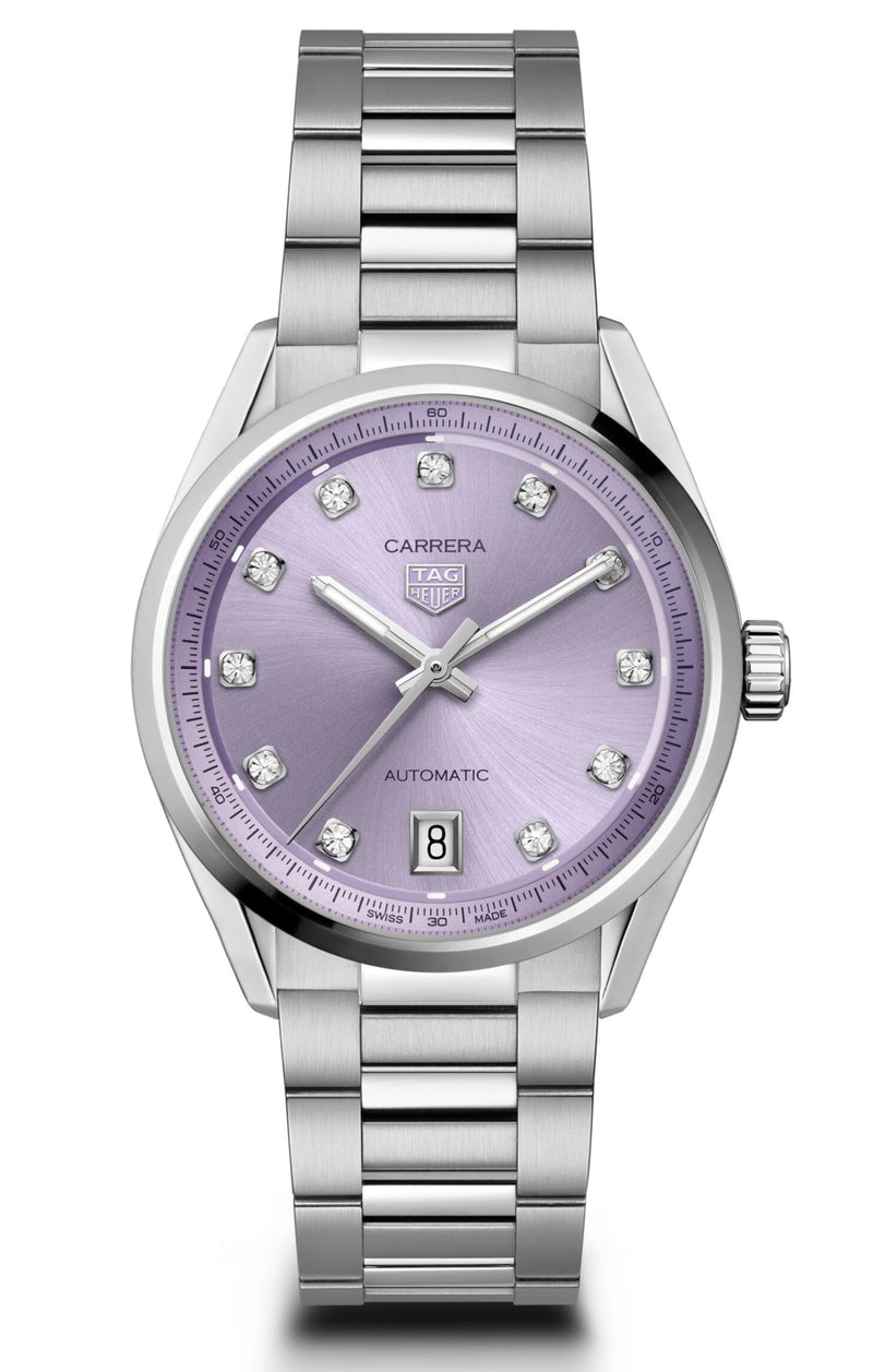Tag Heuer Carrera Date Automatic Lilac Diamond Dial 36mm Watch WBN2319.BA0001