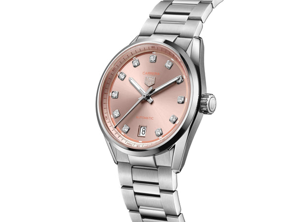Tag Heuer Carrera Date Automatic Peach Diamond Dial 36mm Watch WBN231D.BA0001