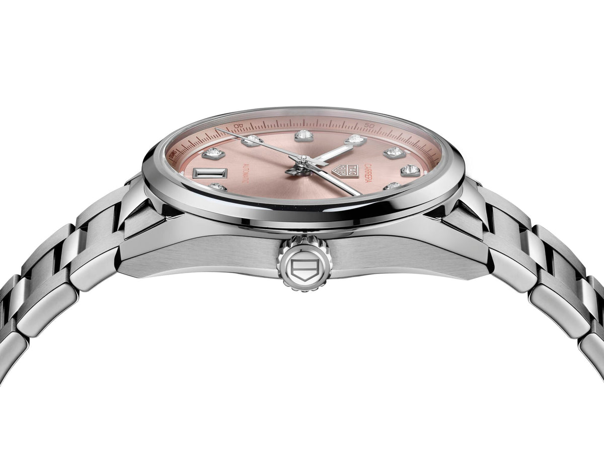 Tag Heuer Carrera Date Automatic Peach Diamond Dial 36mm Watch WBN231D.BA0001