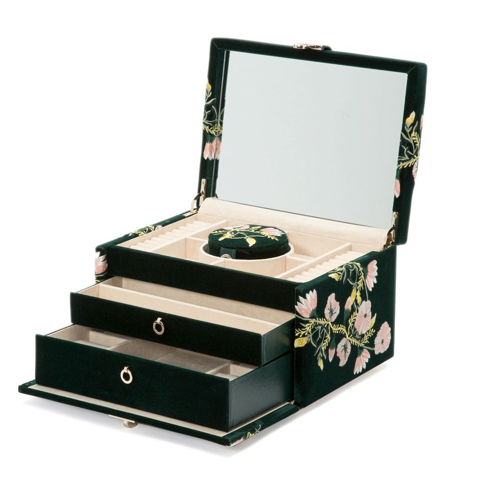 Wolf Zoe Medium Jewellery Box - Forest Green
