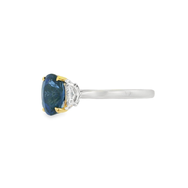 3 Stone Sapphire & Diamond Platinum Rin