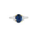 3 Stone Sapphire & Diamond Platinum Rin