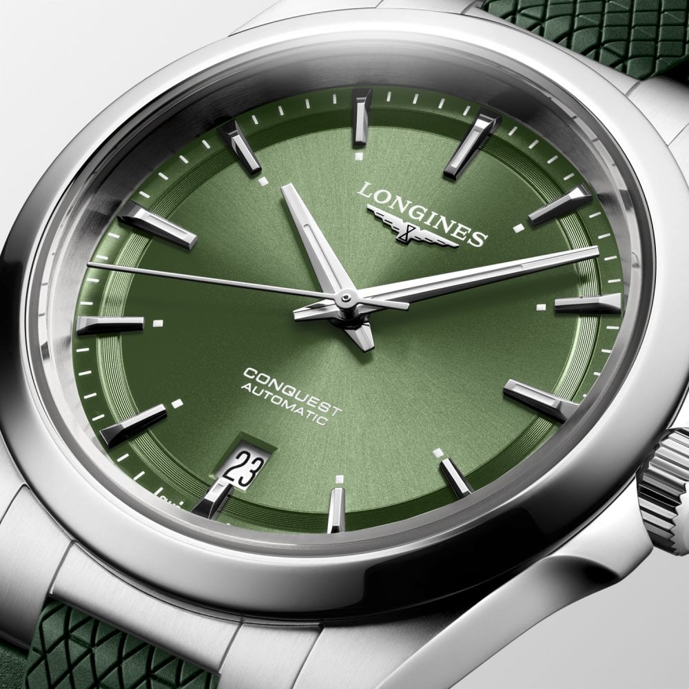 Longines Conquest Automatic Green Rubber Strap 38mm Watch L37204029