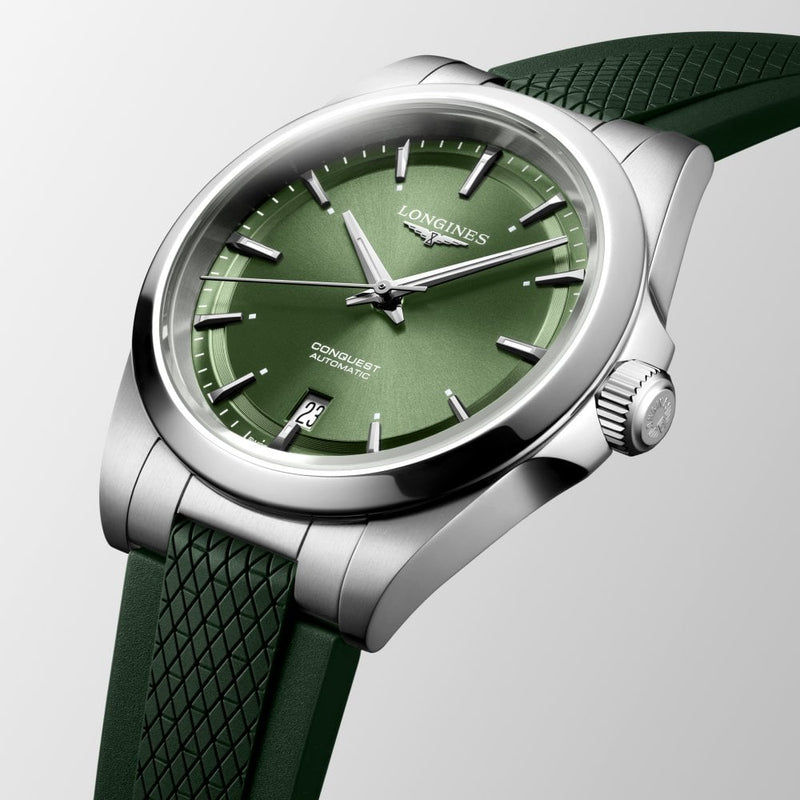 Longines Conquest Automatic Green Rubber Strap 38mm Watch L37204029