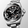 Longines HydroConquest GMT Black 43mm Stainless Steel Bracelet Watch L3.790.4.56.6
