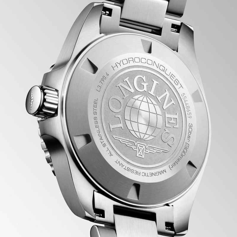 Longines HydroConquest GMT Black 43mm Stainless Steel Bracelet Watch L3.790.4.56.6
