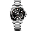 Longines HydroConquest GMT Black 43mm Stainless Steel Bracelet Watch L3.790.4.56.6