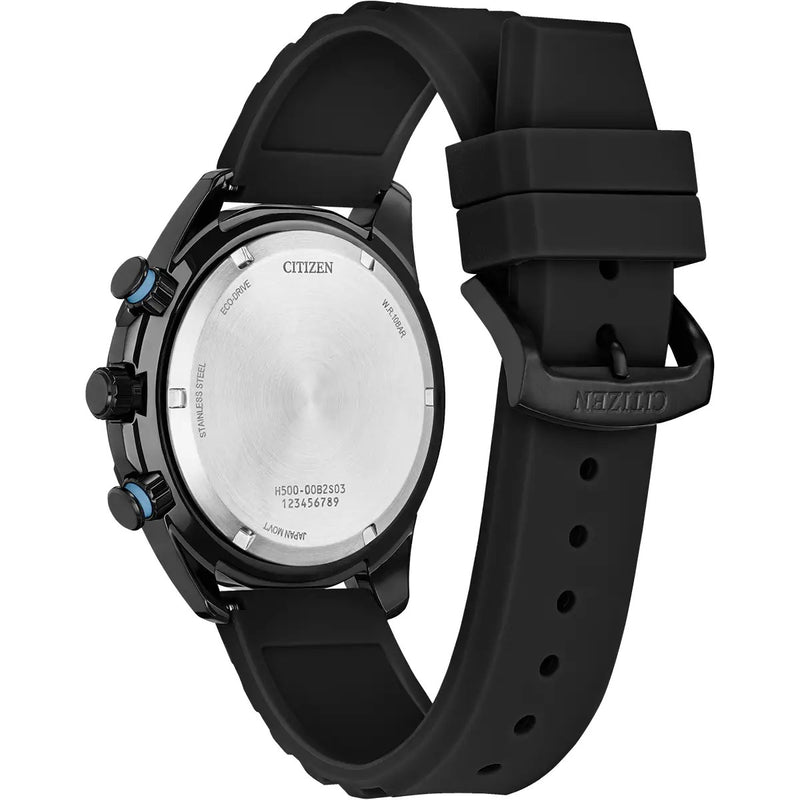 Citizen Eco-Drive Sport Chronograph Black Rubber 45mm Watch AT2587-02E
