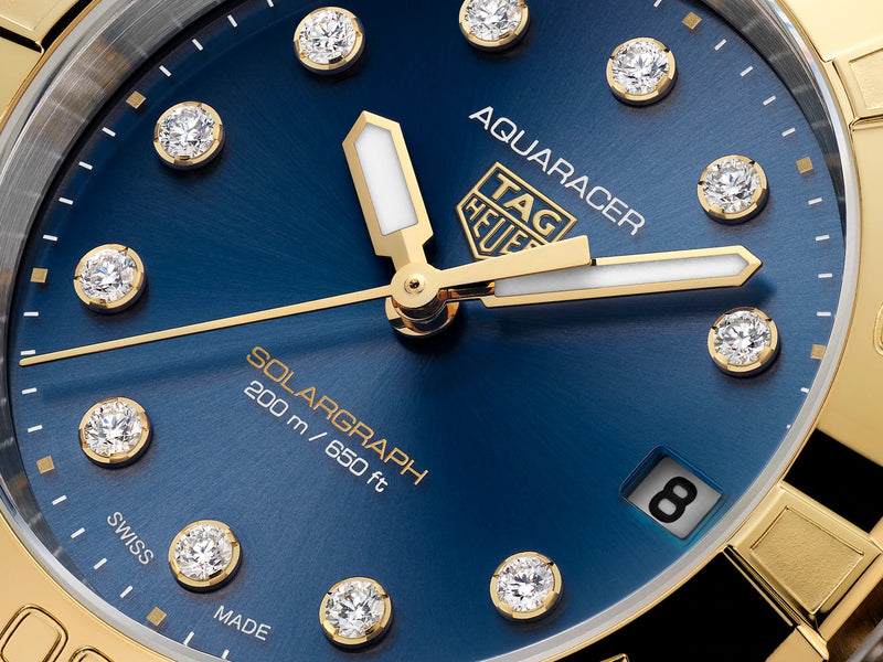 Tag Heuer Aquaracer Professional 200 Solargraph Blue Two Tone Diamond Dial 34mm WBP1323.BB0004