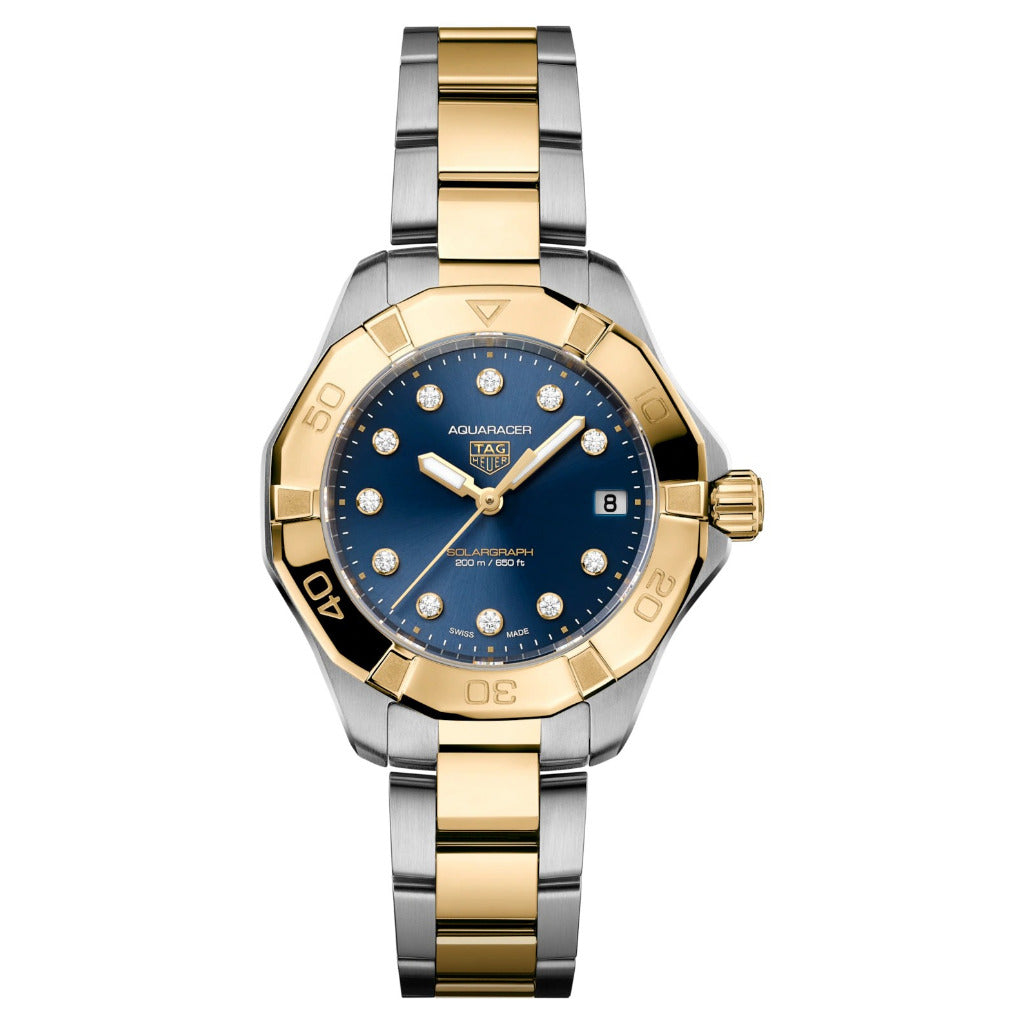 Tag Heuer Aquaracer Professional 200 Solargraph Blue Two Tone Diamond Dial 34mm WBP1323.BB0004