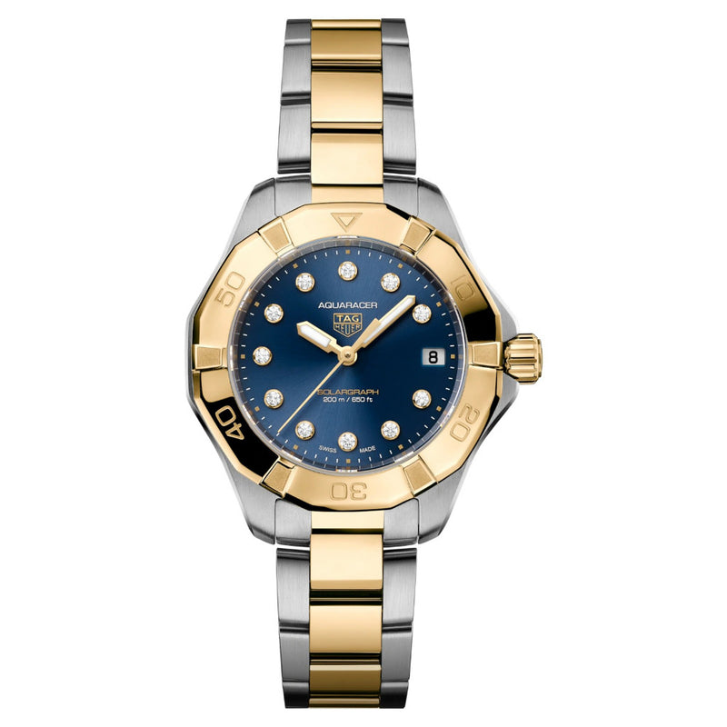 Tag Heuer Aquaracer Professional 200 Solargraph Blue Two Tone Diamond Dial 34mm WBP1323.BB0004