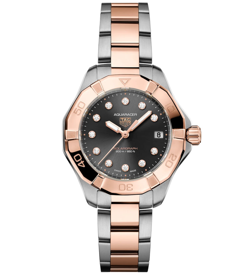 Tag Heuer Aquaracer Professional 200 Solargraph Black Two Tone Diamond Dial 34mm WBP1324.BB0005