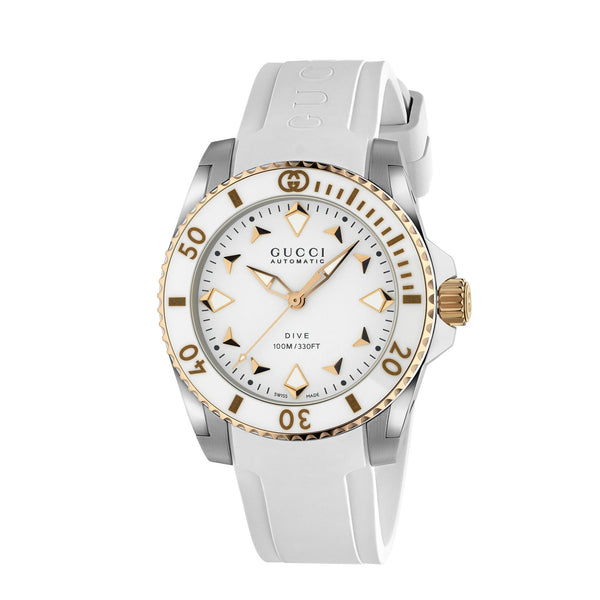 GUCCI Dive Automatic White & Rose 36mm Watch YA136407