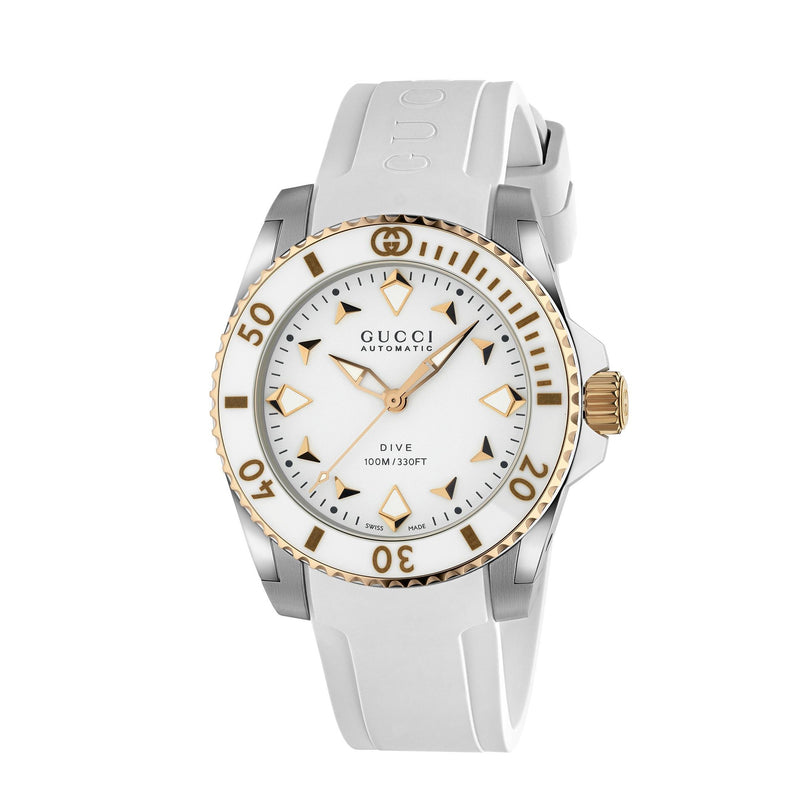 GUCCI Dive Automatic White & Rose 36mm Watch YA136407