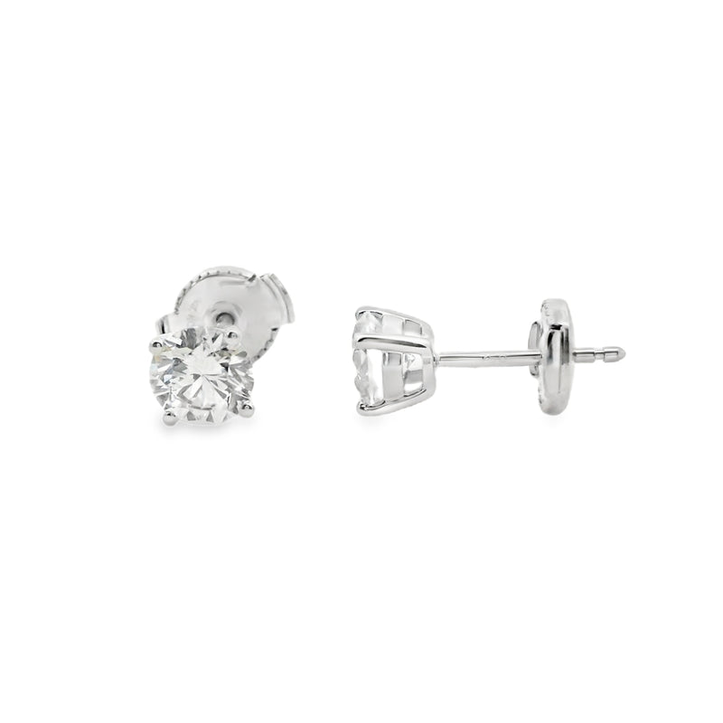 Lab Grown 1.00ct Diamond Single Stone Stud 18ct White Gold Earrings