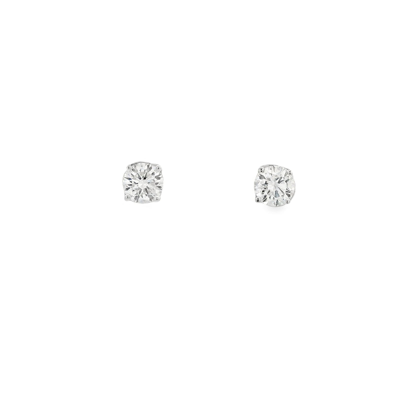 Lab Grown 1.00ct Diamond Single Stone Stud 18ct White Gold Earrings
