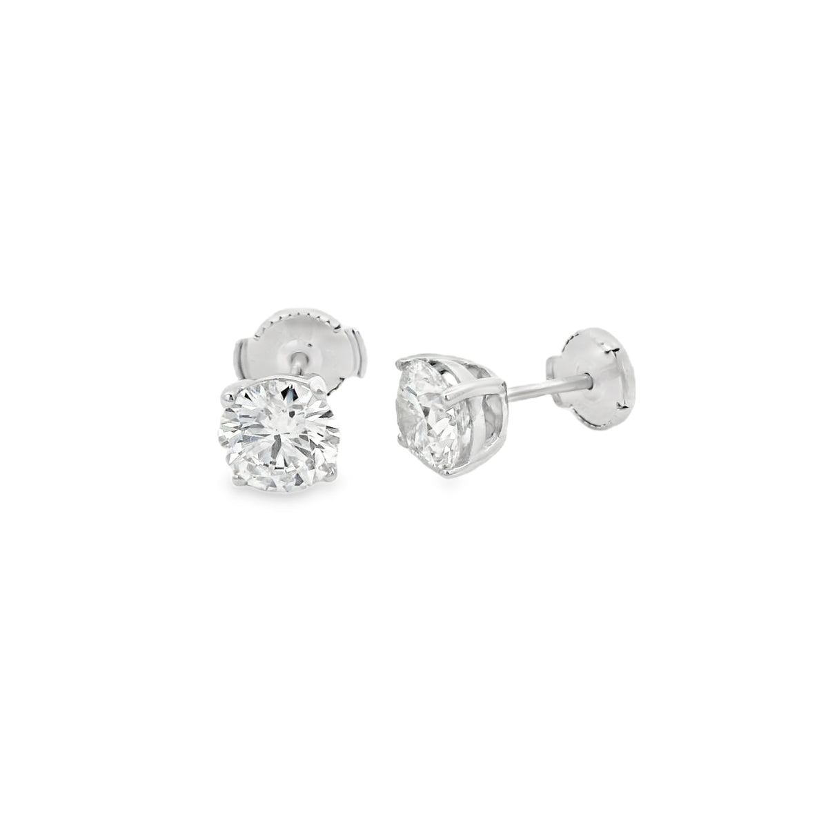 Lab Grown 2.00ct Diamond Single Stone Stud 18ct White Gold Earrings