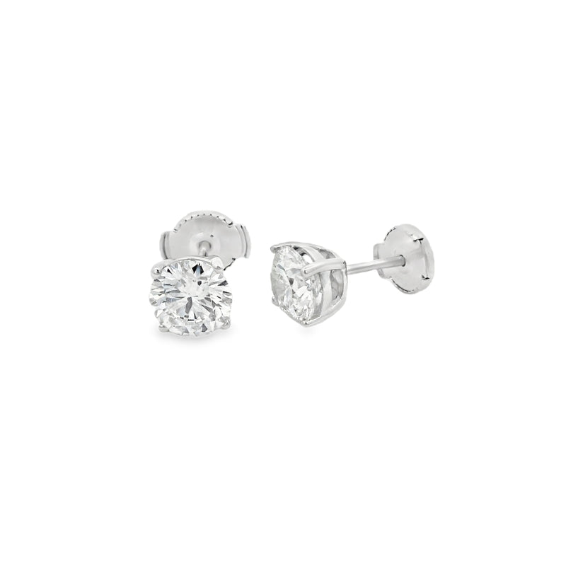 Lab Grown 2.00ct Diamond Single Stone Stud 18ct White Gold Earrings