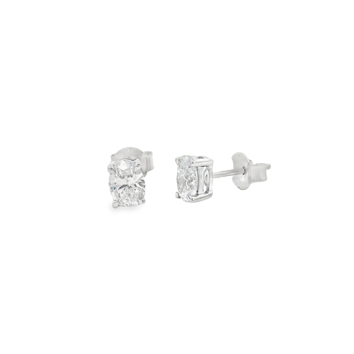 Lab Grown 1.03ct Diamond Single Stone Oval 18ct White Gold Earrings