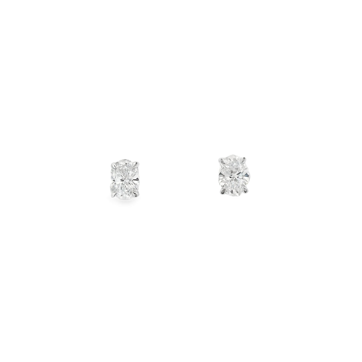 Lab Grown 1.03ct Diamond Single Stone Oval 18ct White Gold Earrings