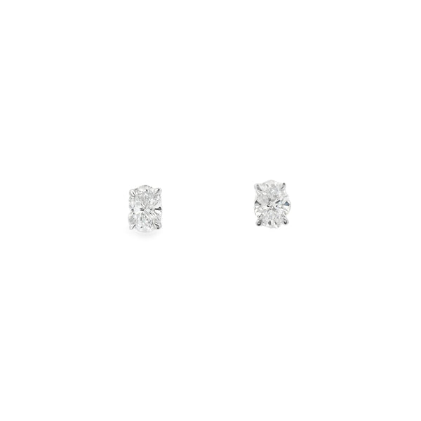 Lab Grown 1.03ct Diamond Single Stone Oval 18ct White Gold Earrings