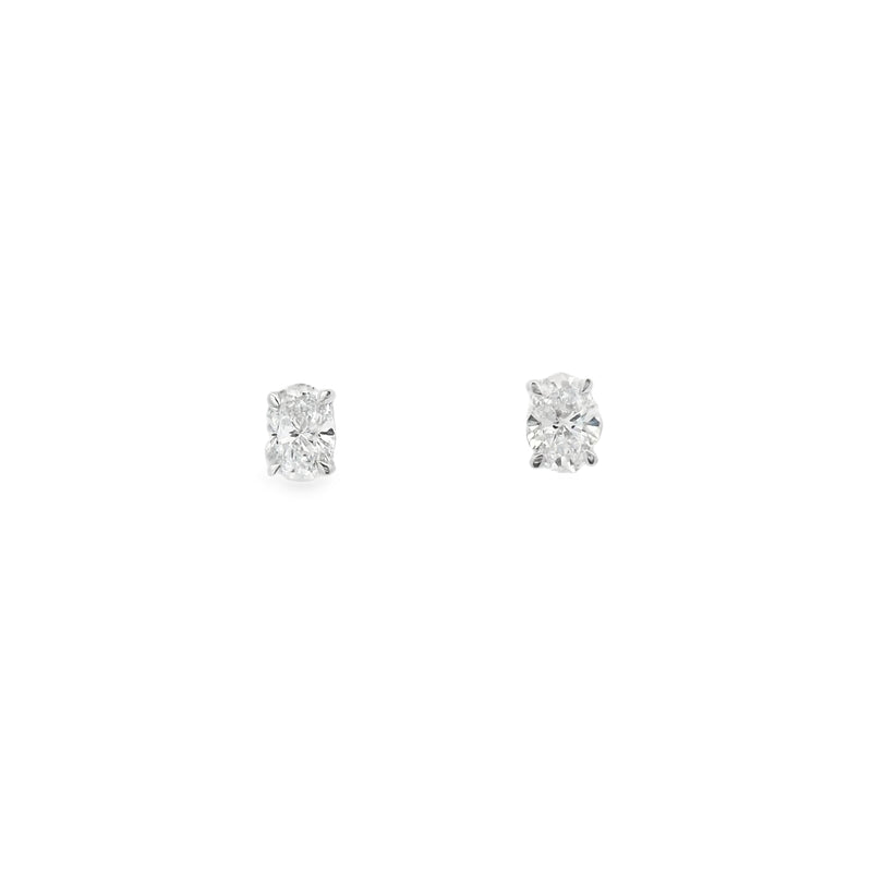 Lab Grown 1.03ct Diamond Single Stone Oval 18ct White Gold Earrings