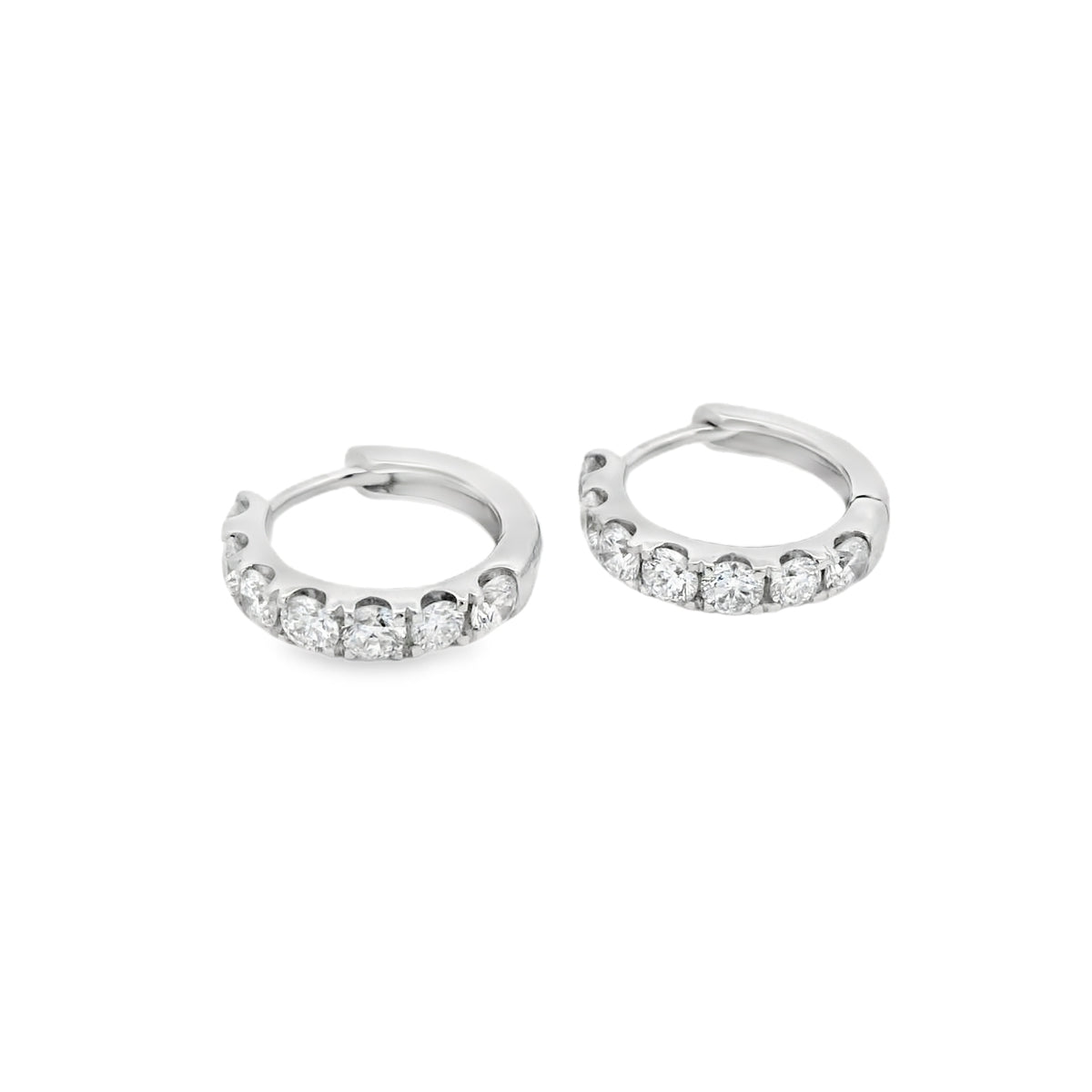 Lab Grown 1.00ct Diamond Hoop 18ct White Gold Earrings