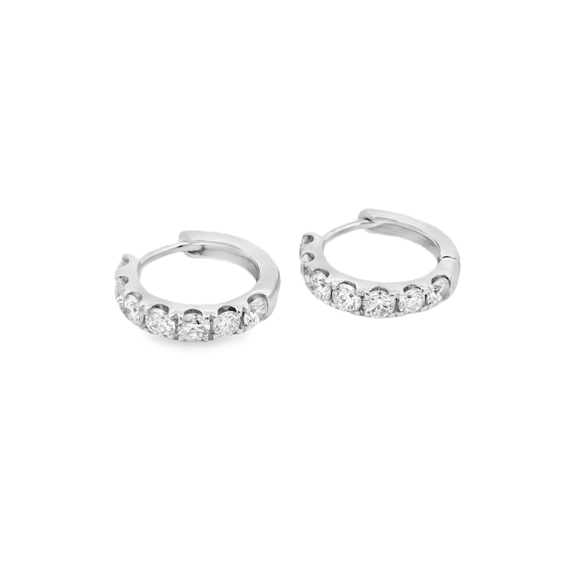 Lab Grown 1.00ct Diamond Hoop 18ct White Gold Earrings