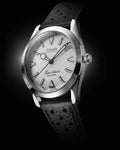 Nivada Grenchen Super Antarctic White, White Luminova, Black Racing Strap 38mm Watch 32065A10