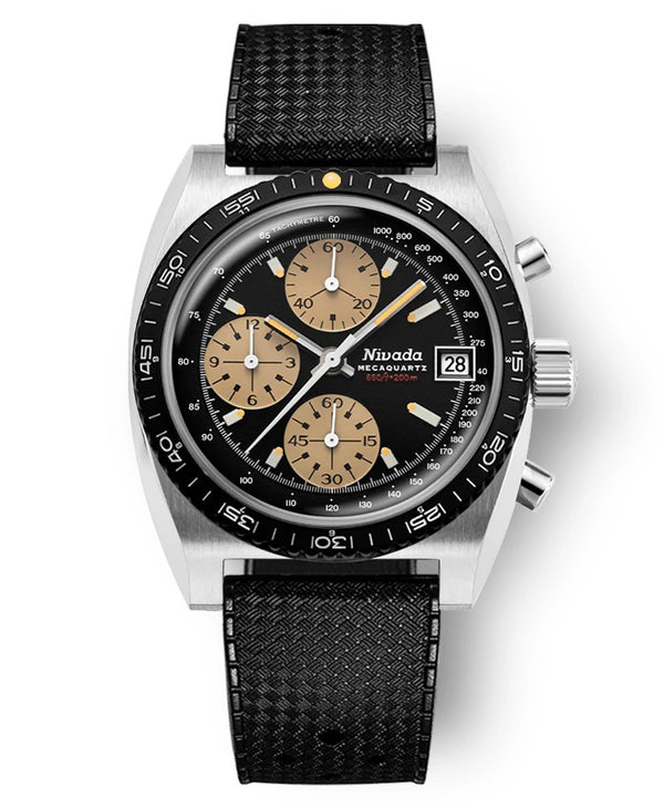 Nivada Grenchen Chronosport Mecaquartz Rubber Strap 38mm Watch 77001Q01