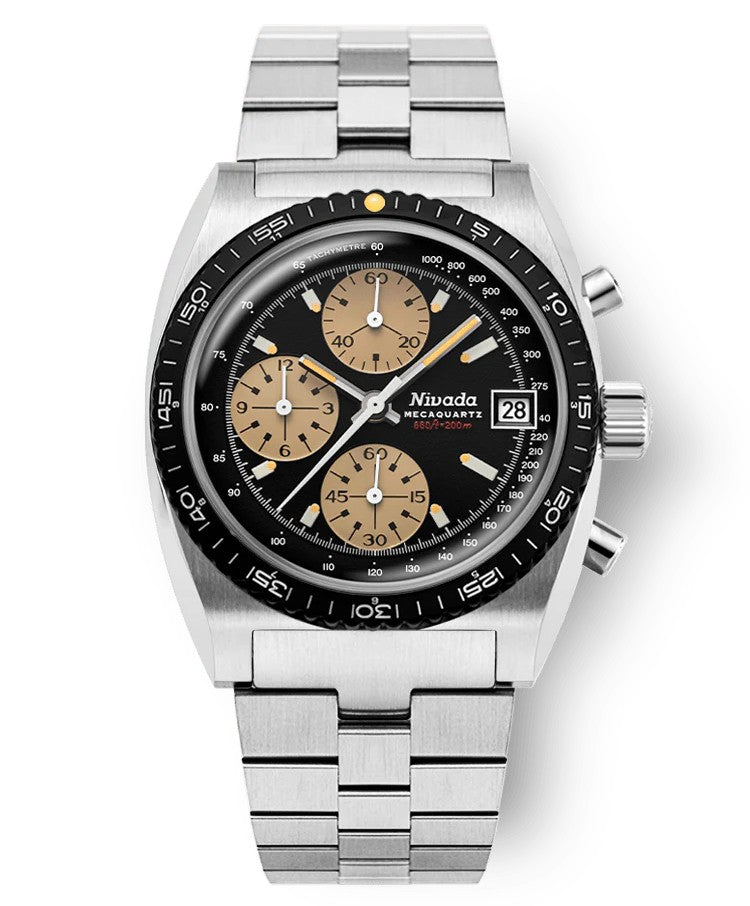 Nivada Grenchen Chronosport Mecaquartz Steel Bracelet 38mm Watch 77001Q45