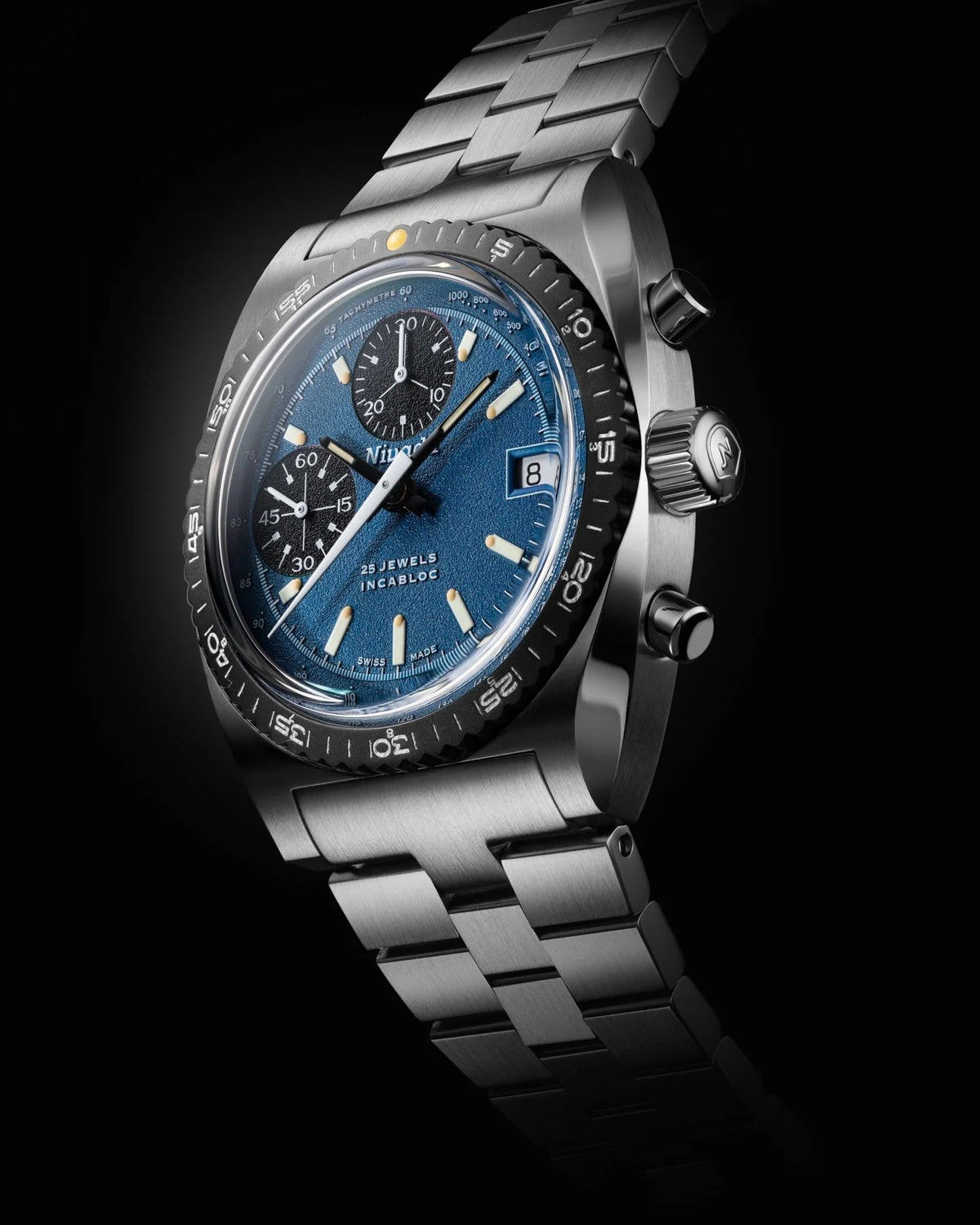 Nivada Grenchen Autochron Blue 38mm Limited Edition Watch 77003A45