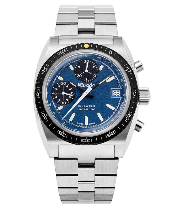 Nivada Grenchen Autochron Blue 38mm Limited Edition Watch 77003A45