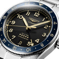 Longines Spirit Zulu Time Steel Blue Bezel 39mm Watch L3.802.4.60.6