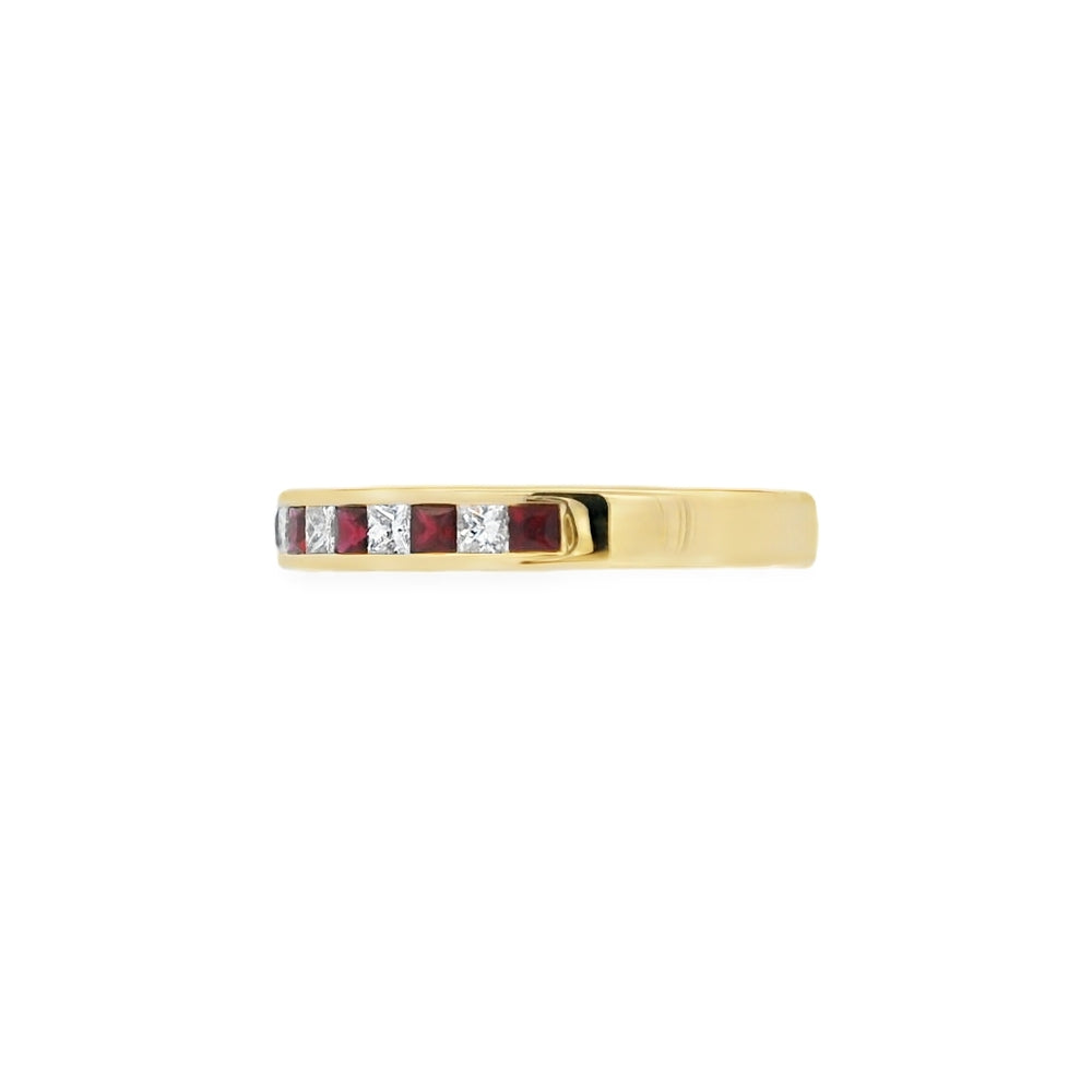 Ruby & Diamond 18ct Yellow Gold Channel Set Eternity Ring