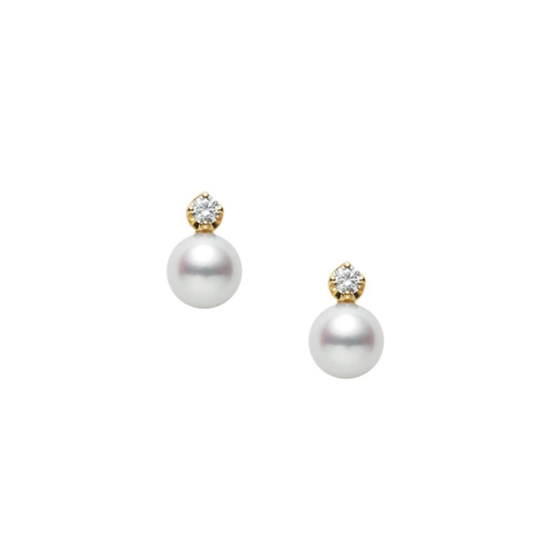 Mikimoto Classic Collection 18ct Yellow Gold Pearl & Diamond Earrings