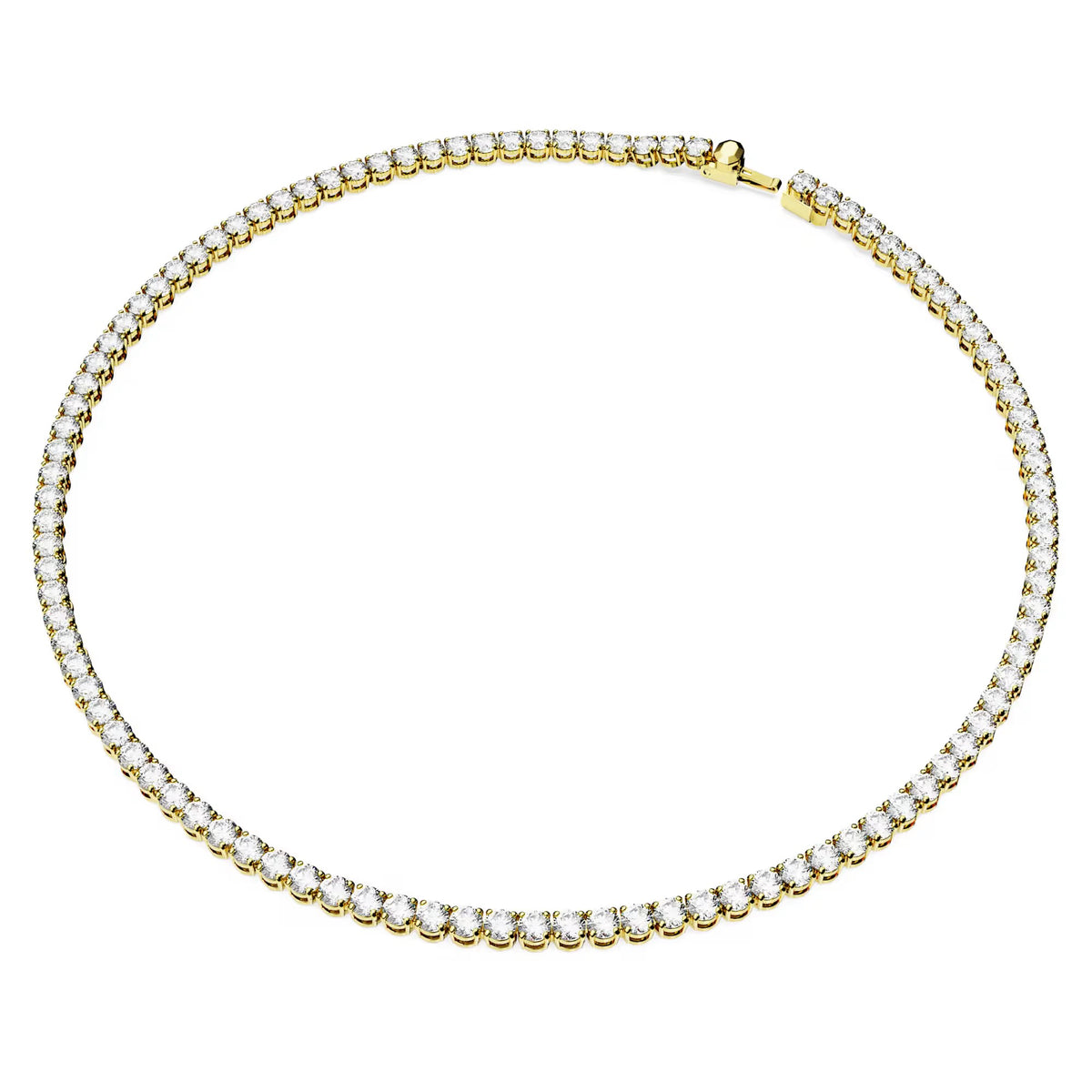 Swarovski Matrix Tennis Necklace, Round Cut, White, 18k gold plated