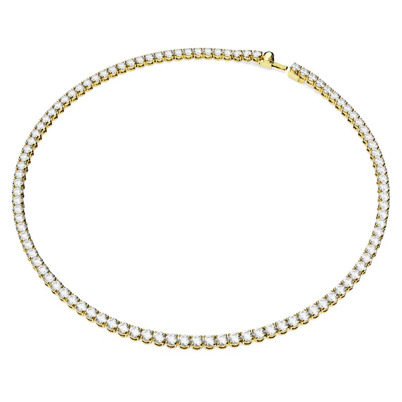 Swarovski Matrix Tennis Necklace, Round Cut, White, 18k gold plated