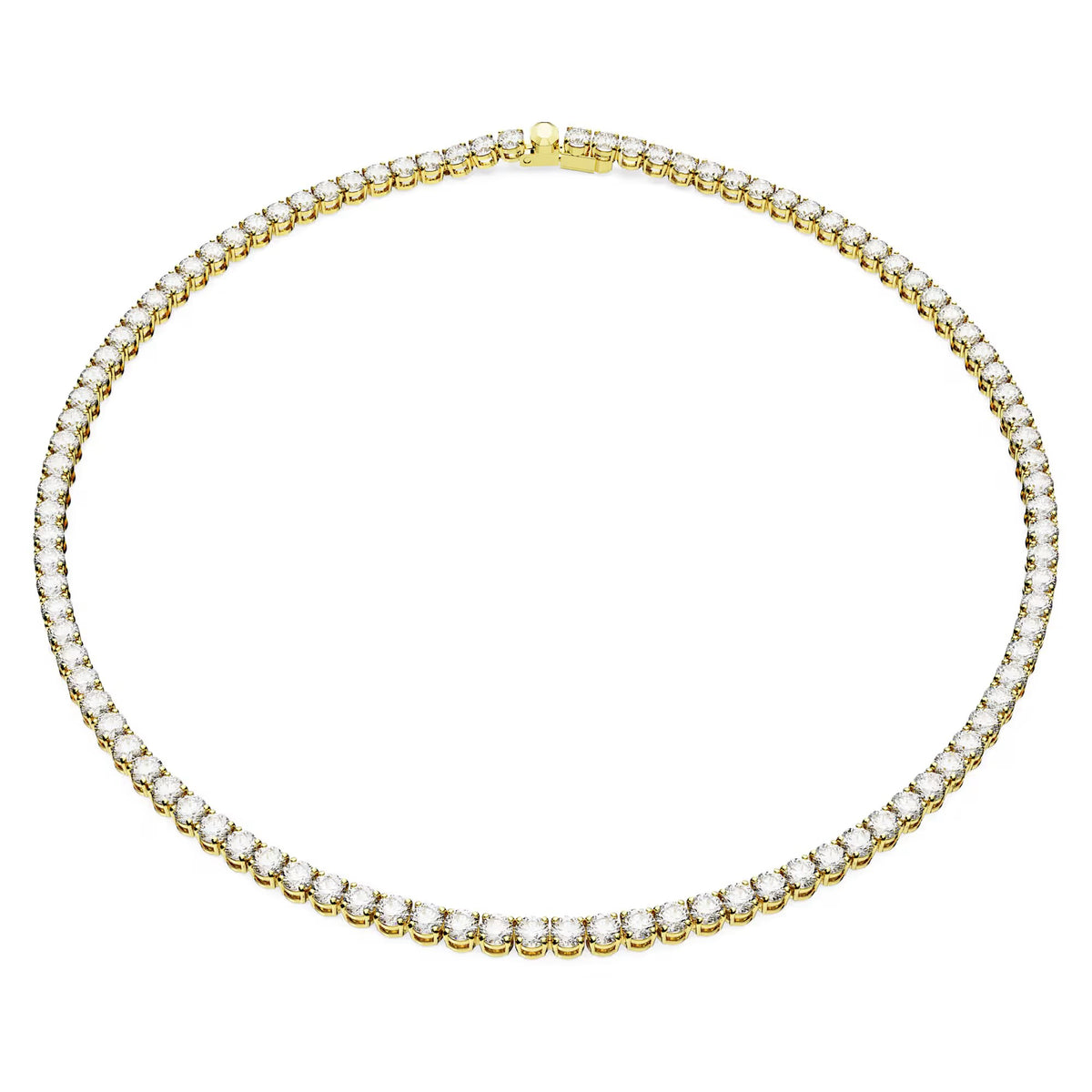 Swarovski Matrix Tennis Necklace, Round Cut, White, 18k gold plated