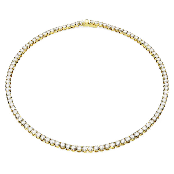 Swarovski Matrix Tennis Necklace, Round Cut, White, 18k gold plated