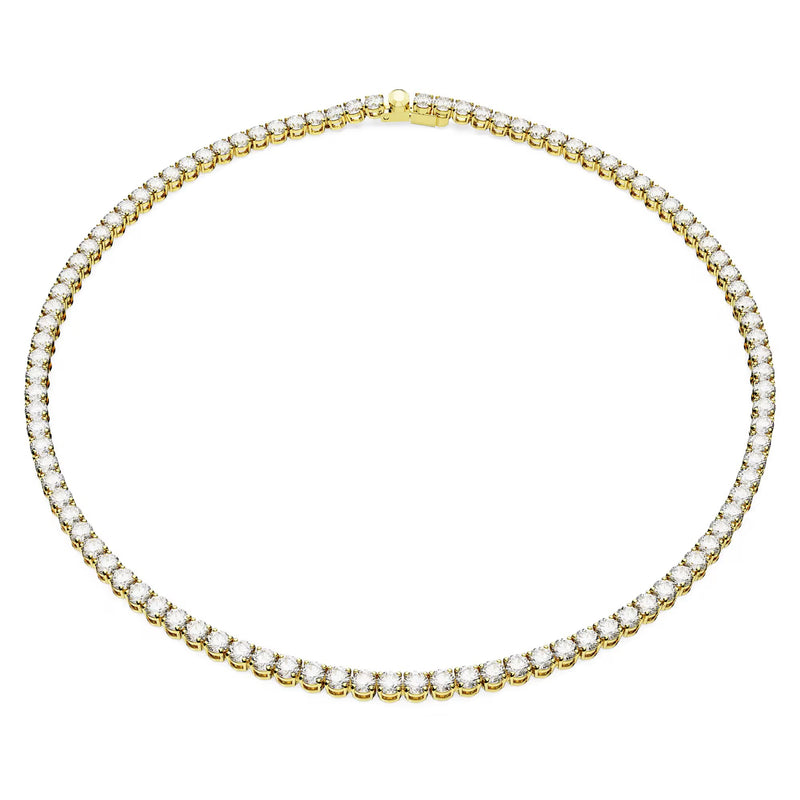 Swarovski Matrix Tennis Necklace, Round Cut, White, 18k gold plated