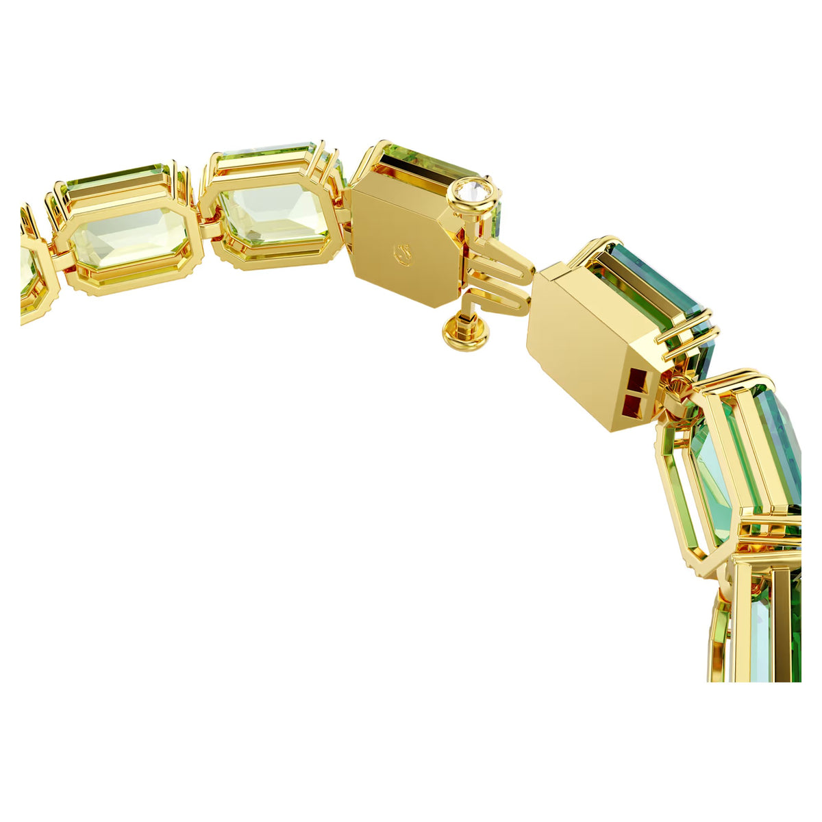 Swarovski Millenia Tennis bracelet, Octagon cut, Colour gradient, Green, 18k gold plated