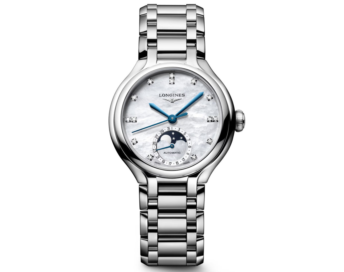 Longines Primaluna Moonphase Dot Diamond Dial 34mm Watch
