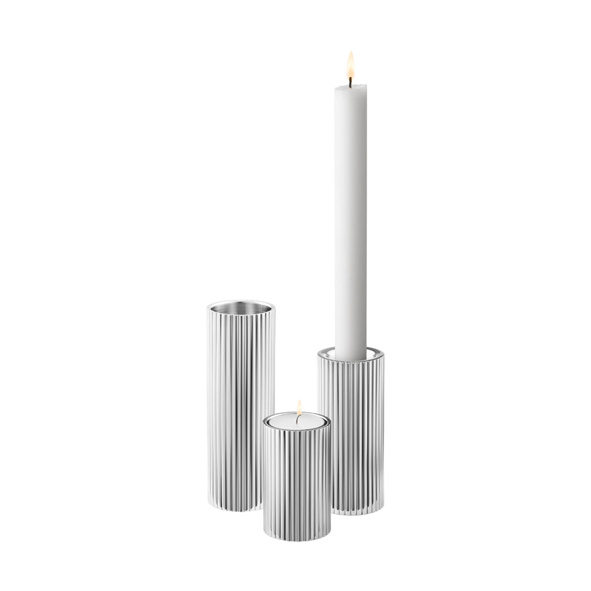 Georg Jensen Bernadotte Tealight/Taper Candle Holder set, 3 pcs - Design Inspired by Sigvard Bernadotte